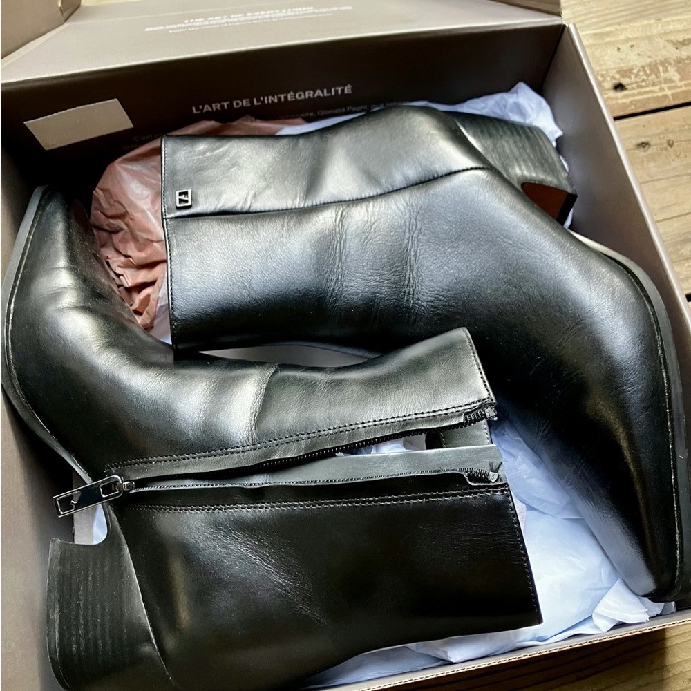 Black Leather Ankle Boots Franco Sarto